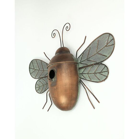 Rustic Metal Honey Bee Bird House Decorative Garden Decor Yard Tree Hanging Home - Picture 2 of 3